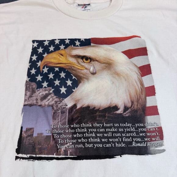 Jerzees Other - American Flag Bald Eagle Patriotic Jerzees T Shirt Sz L Mens White Graphic Tee